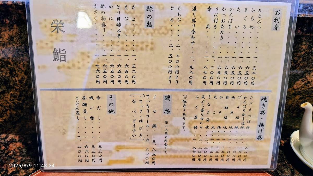 栄鮨 меню