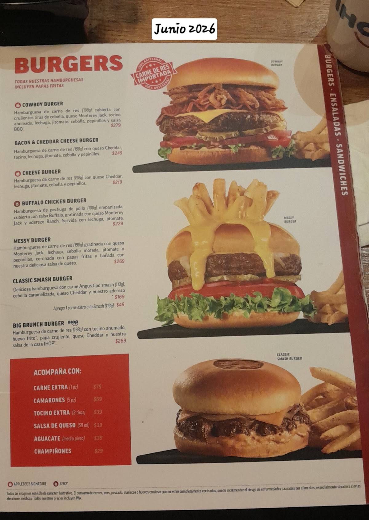 Applebee's & IHOP меню