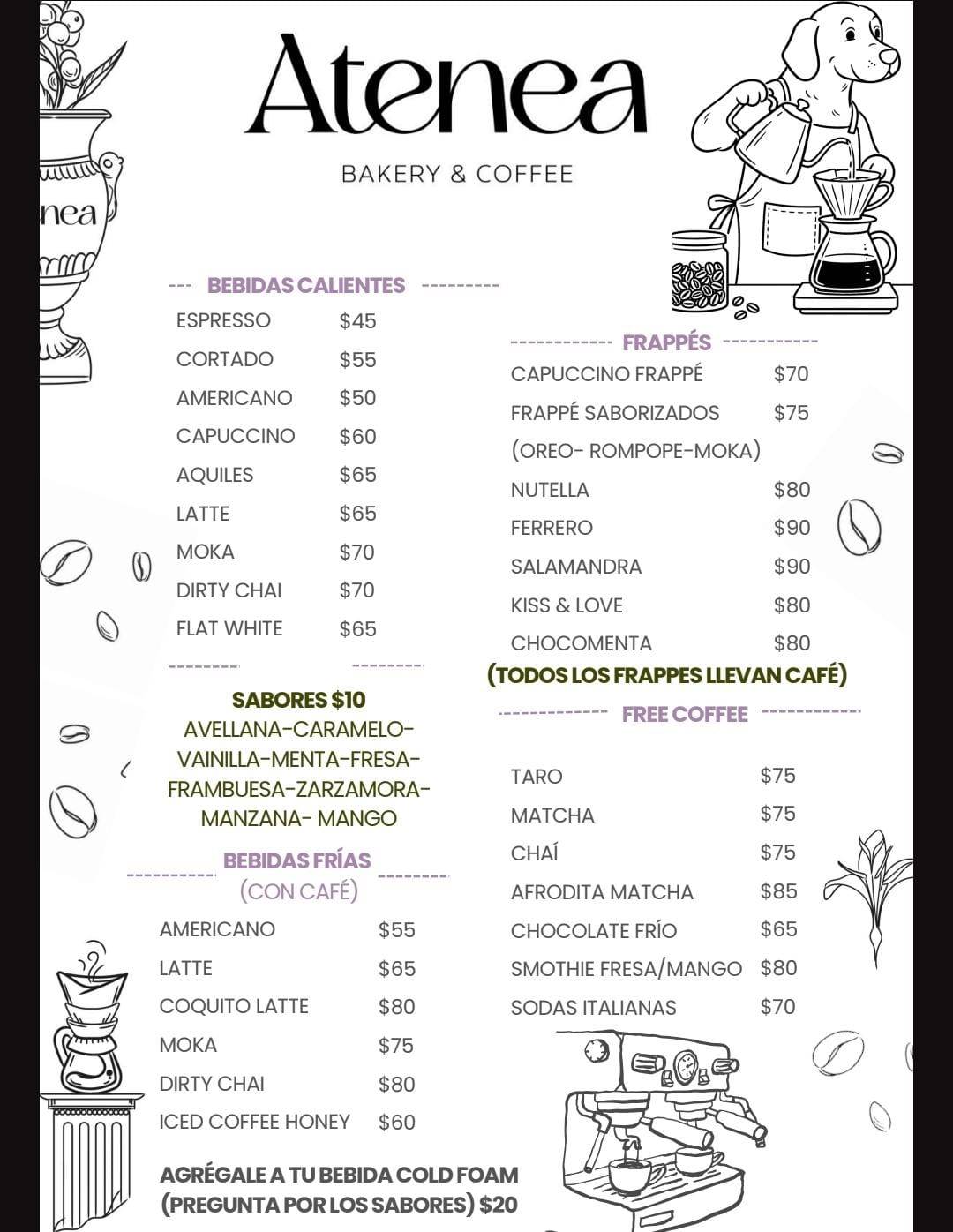 Atenea Bakery & Coffee меню