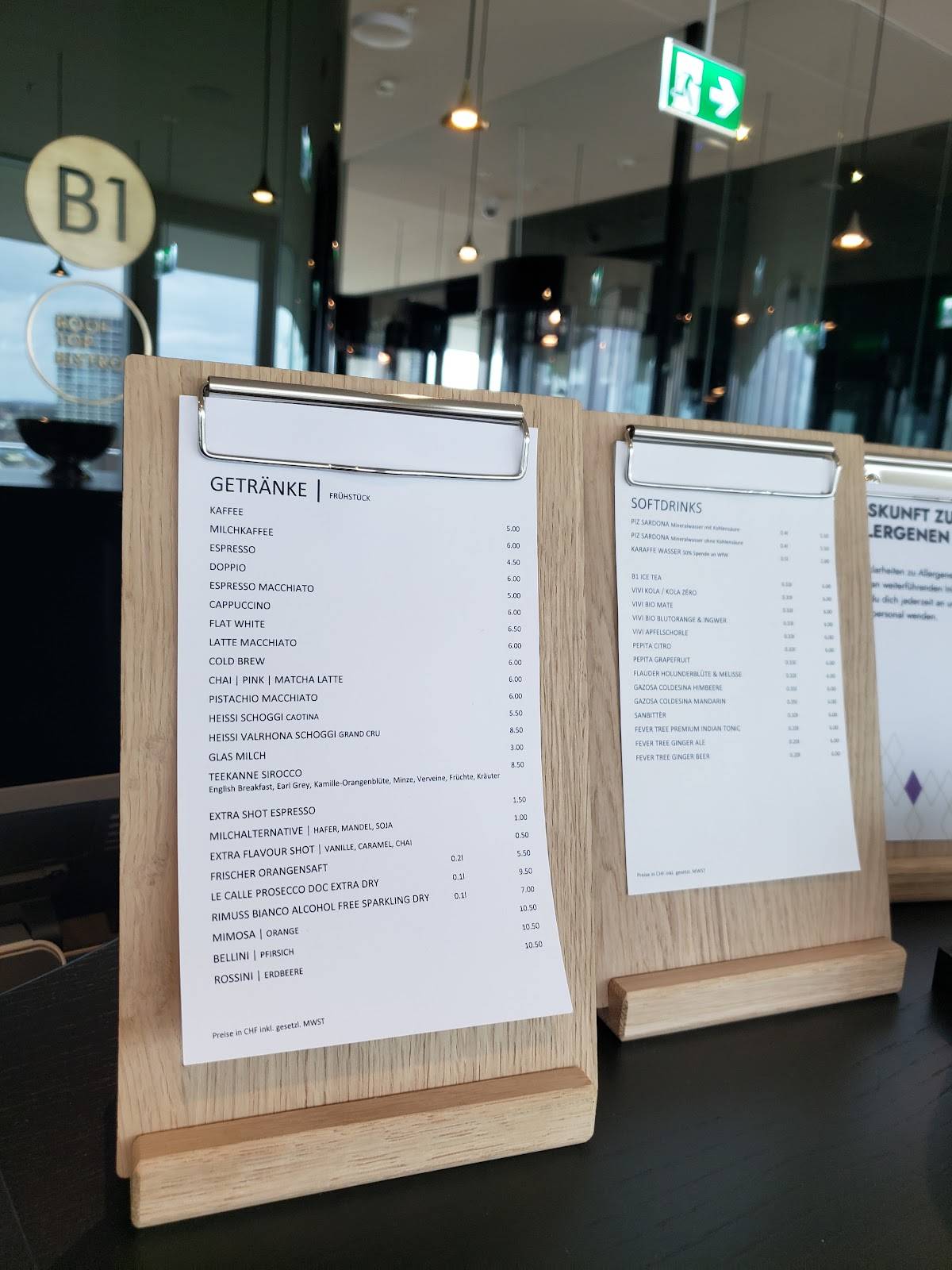 B1 Rooftop Bistro меню