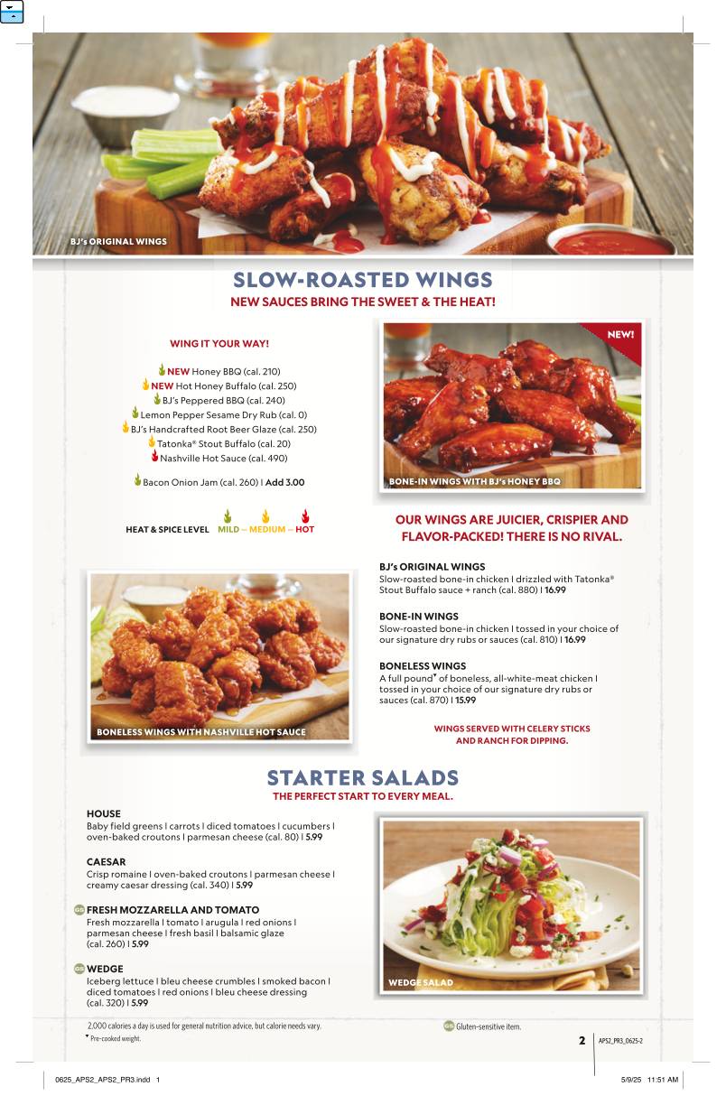 BJ's Restaurant & Brewhouse меню