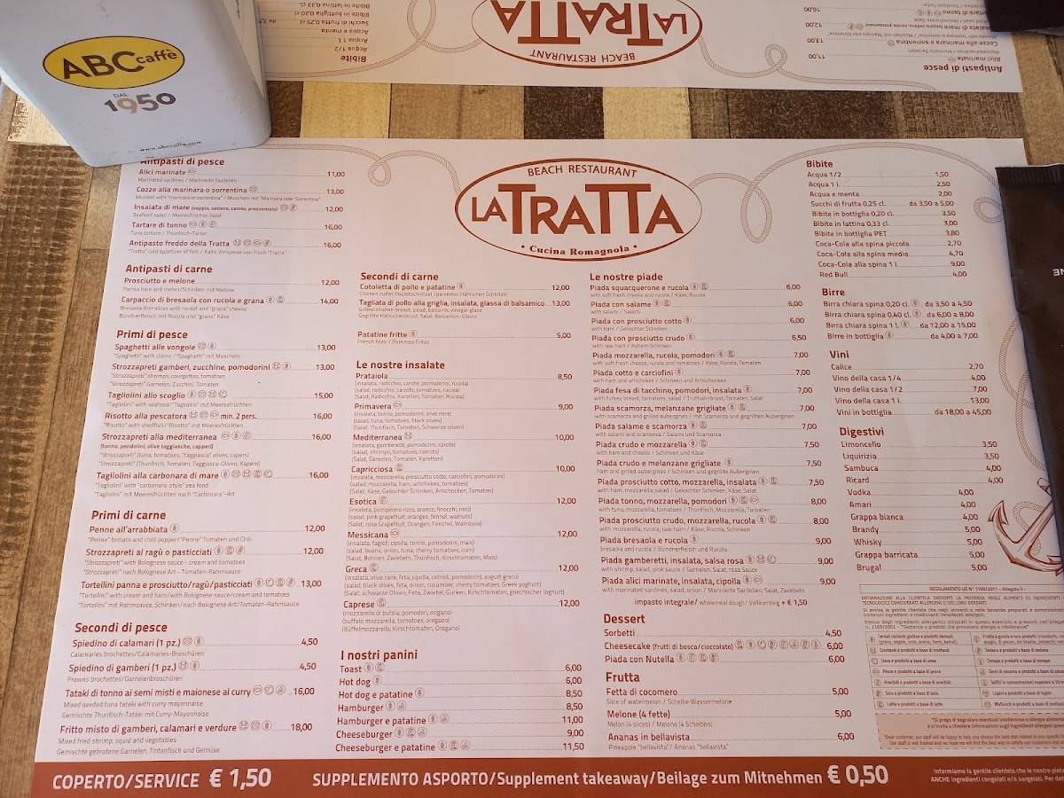 Bar Ristorante La Tratta меню