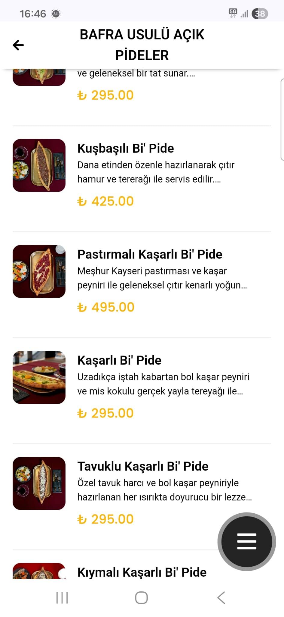 Bi'Pide Bi'Lahmacun меню