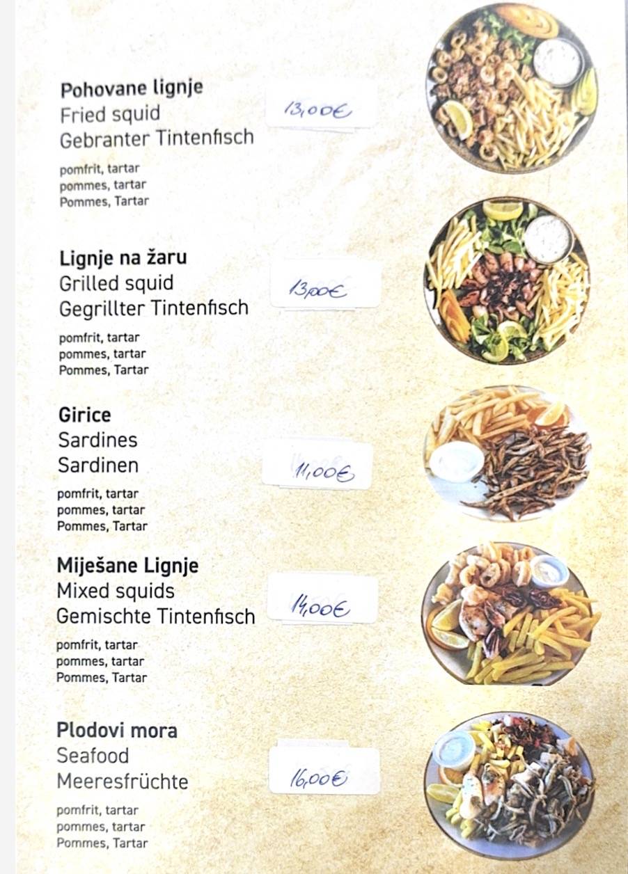 Buffet ZLATNA RIVA меню
