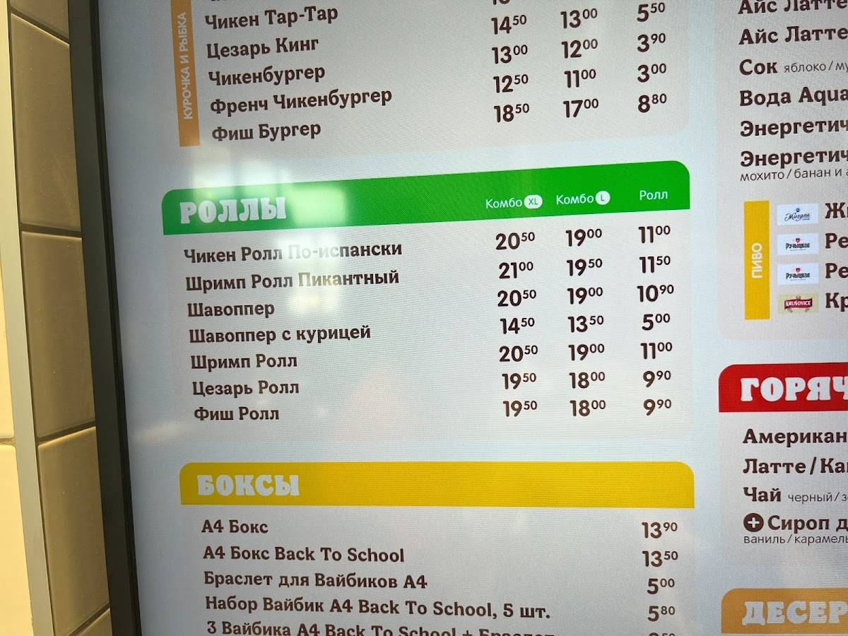 Burger King меню
