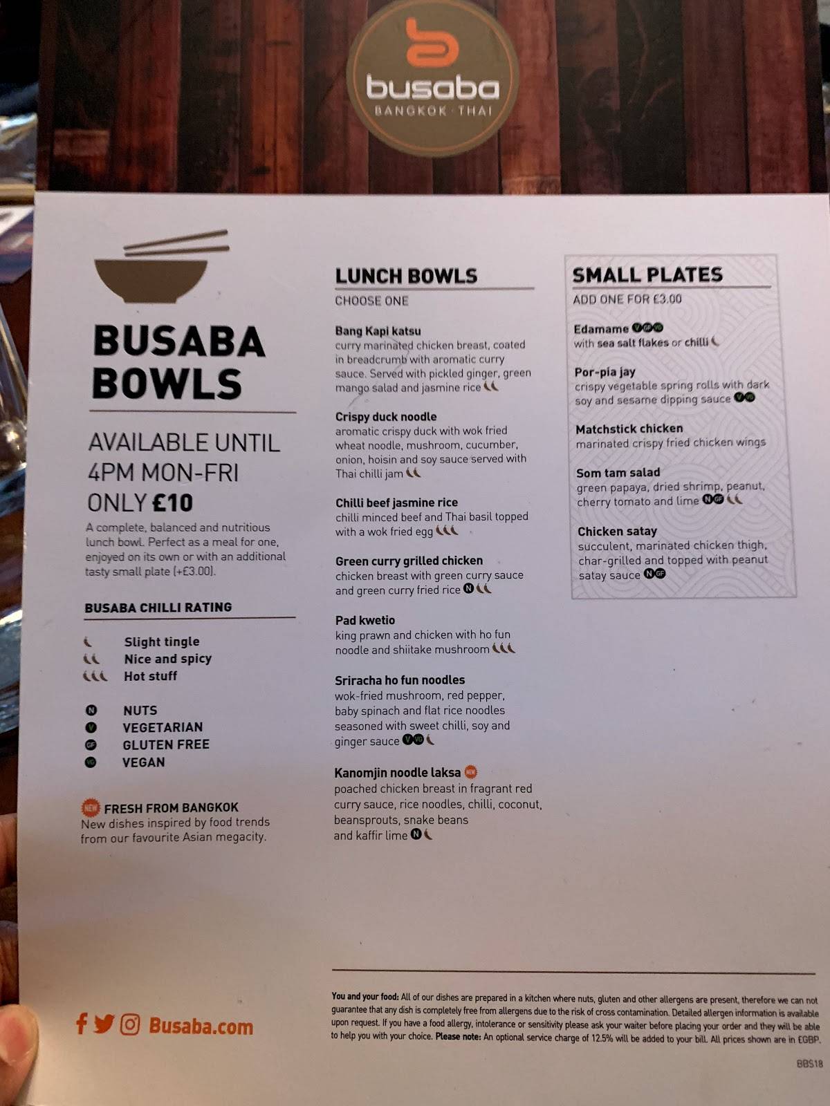 Busaba Shoreditch меню