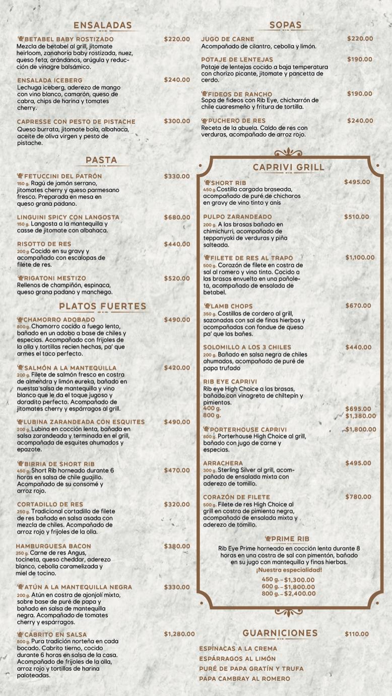 CAPRIVI меню