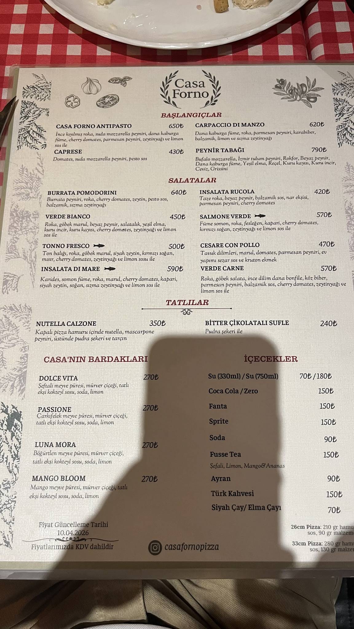CASA FORNO PIZZA PASTA меню