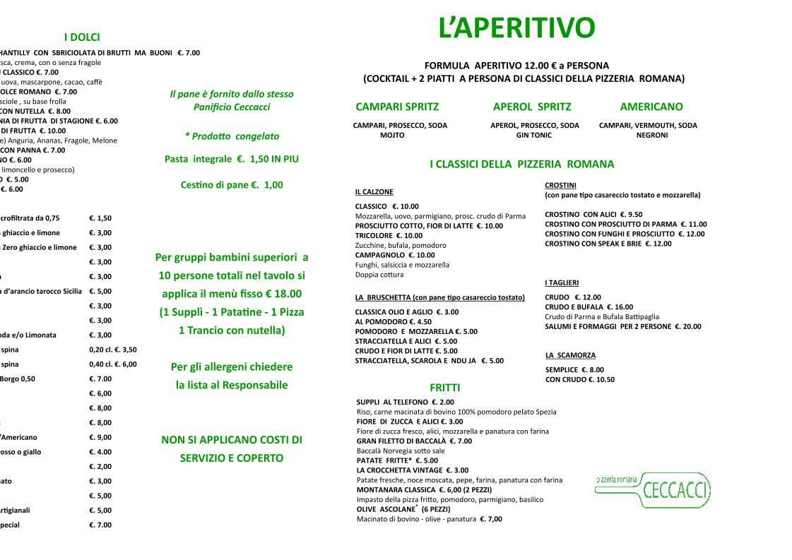 CeccacciPizzeriaRomana меню