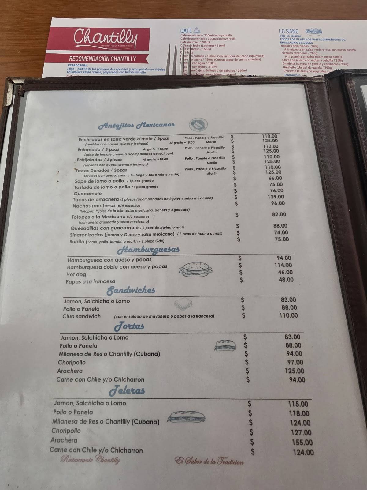 Chantilly Blvd Restaurante меню