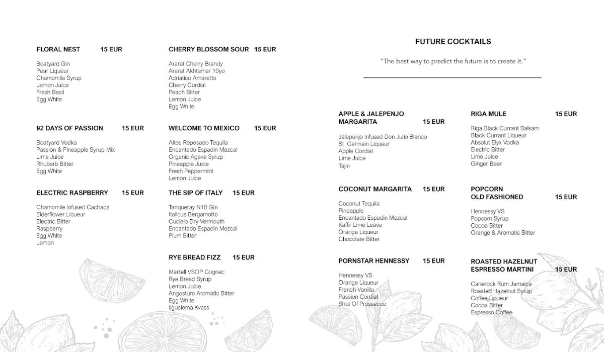 Chef's Corner меню