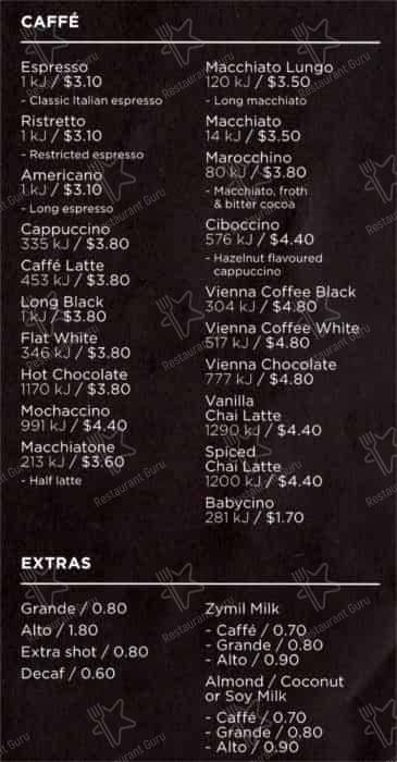 Cibo Espresso Torrensville меню