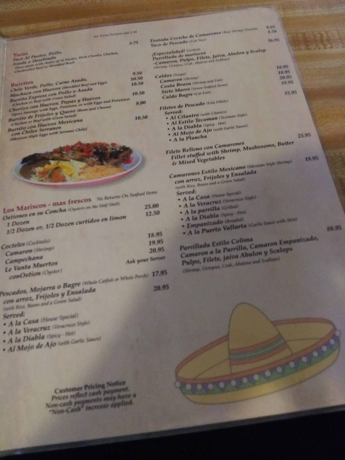 Colima Mexican Restaurant меню