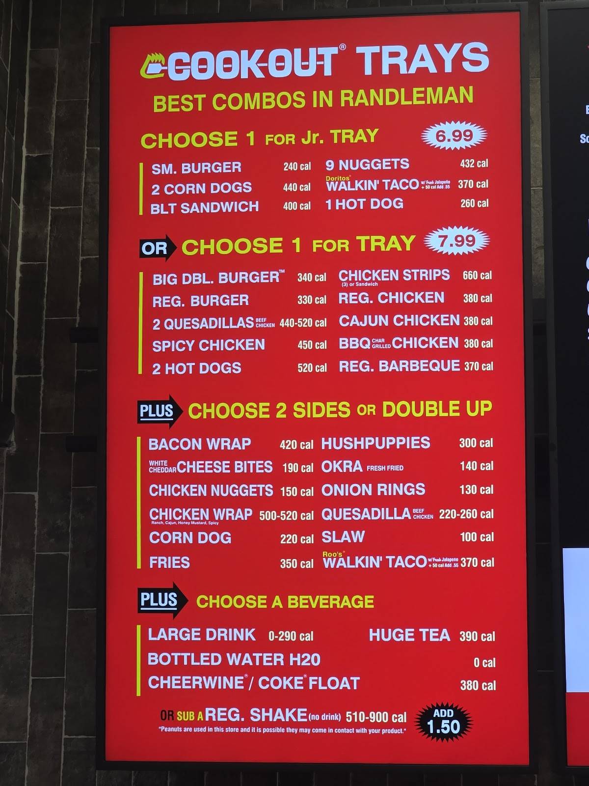 Cook Out меню