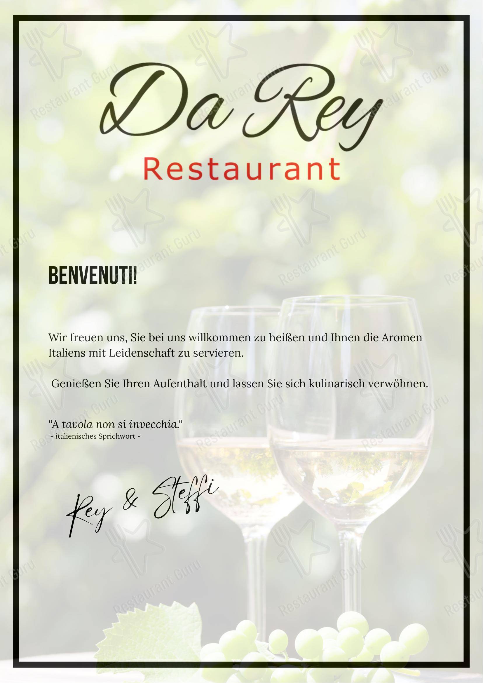Меню ресторана Restaurant Da Rey в Вайтрамсдорфе