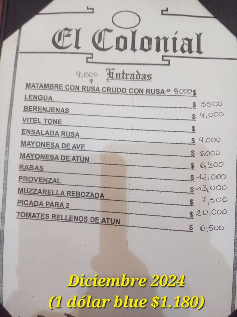 El Colonial bodegon меню