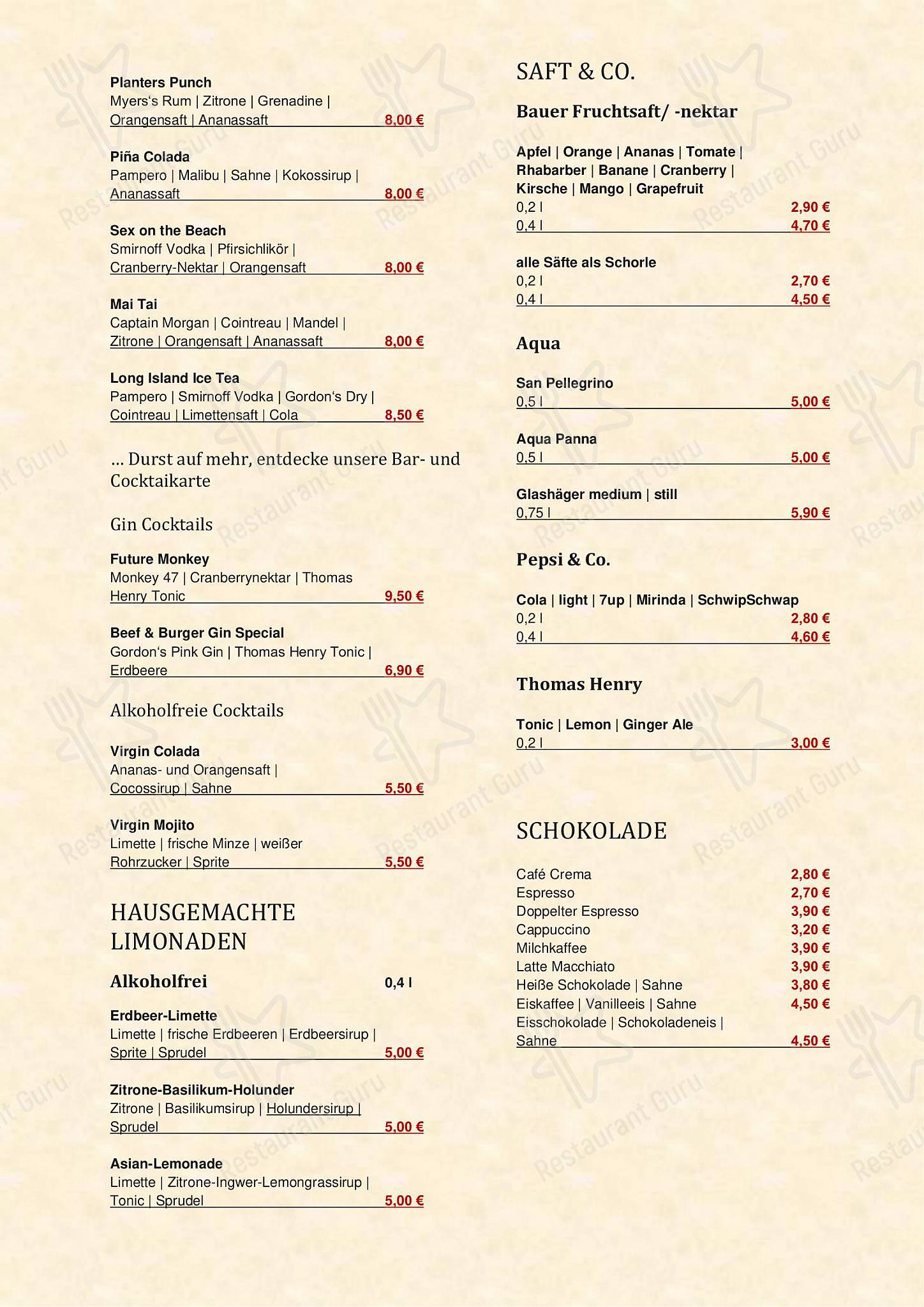 Dinner Menu Hotel Godewind в Ростоке