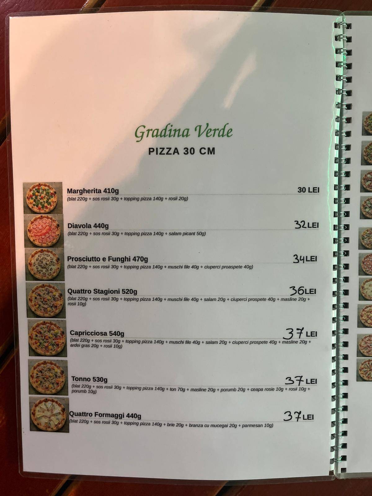 Grădina Verde меню