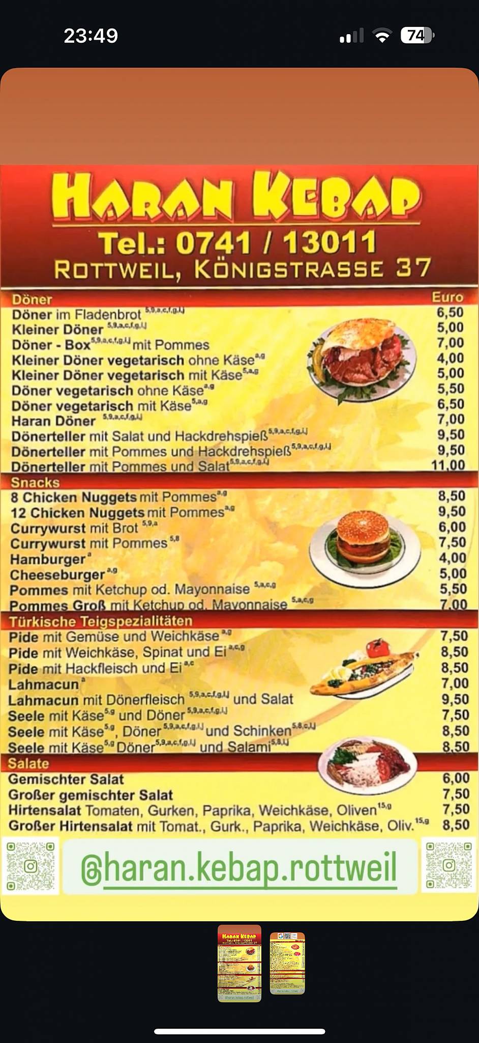 Haran Kebap меню