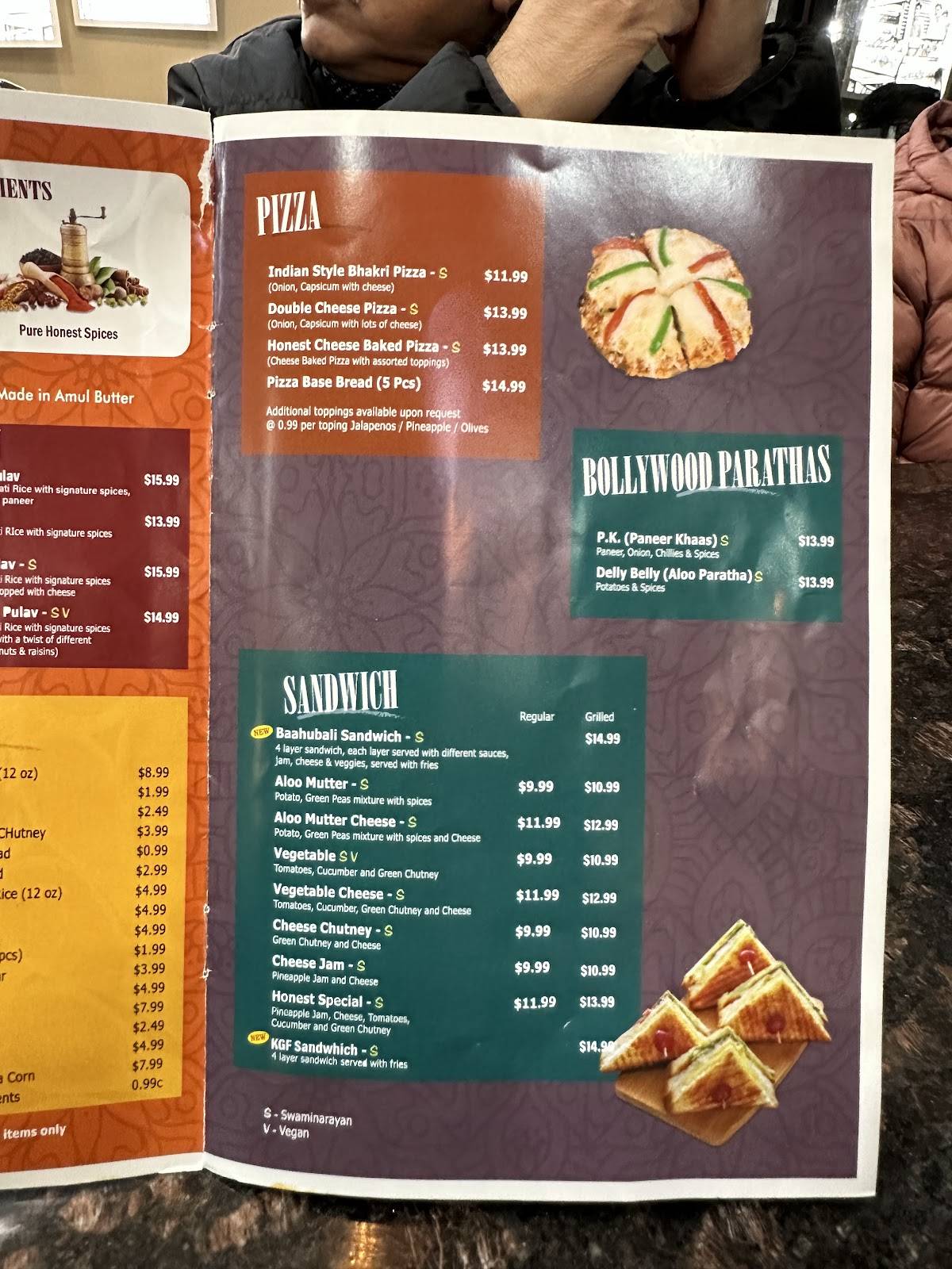 Honest Indian Restaurant меню