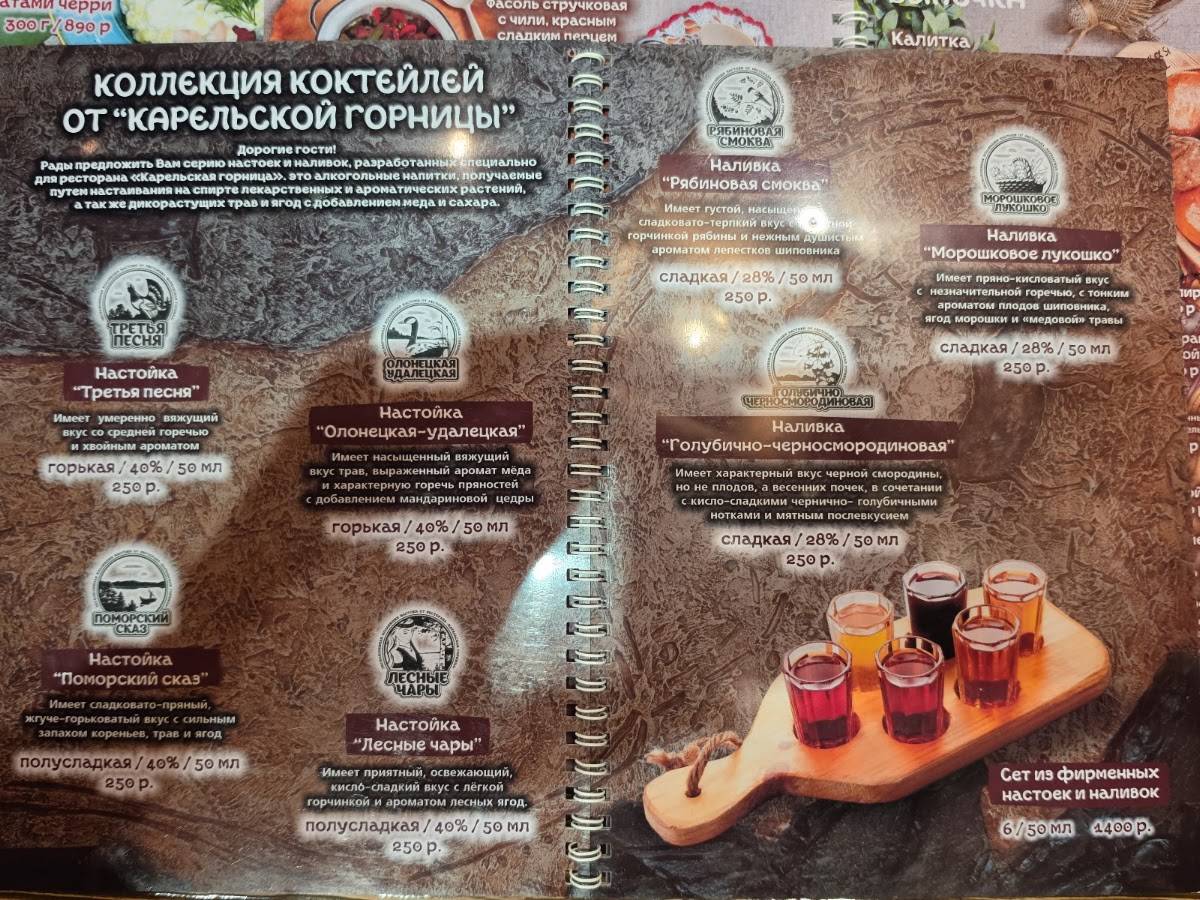 Карельская Горница меню
