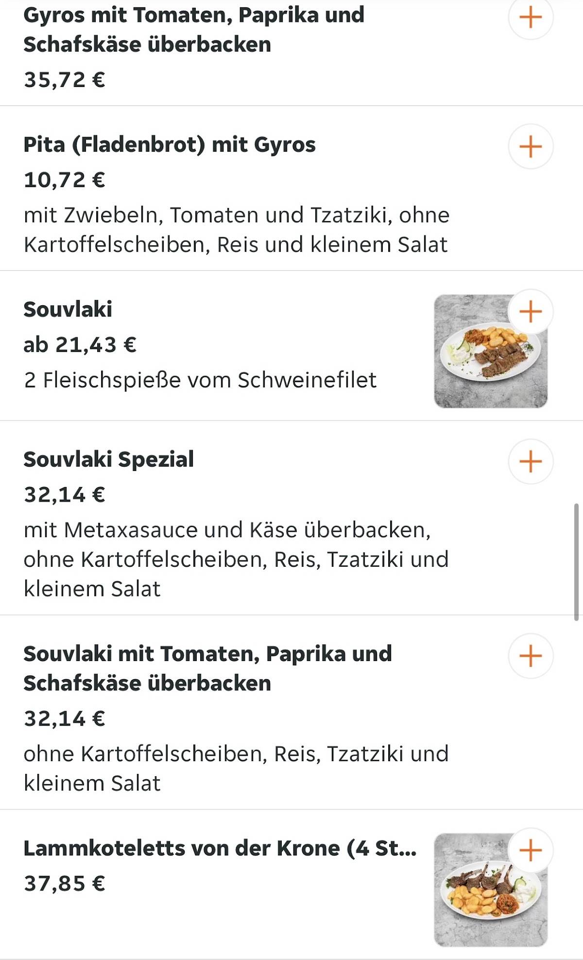 Restaurant Kreta меню
