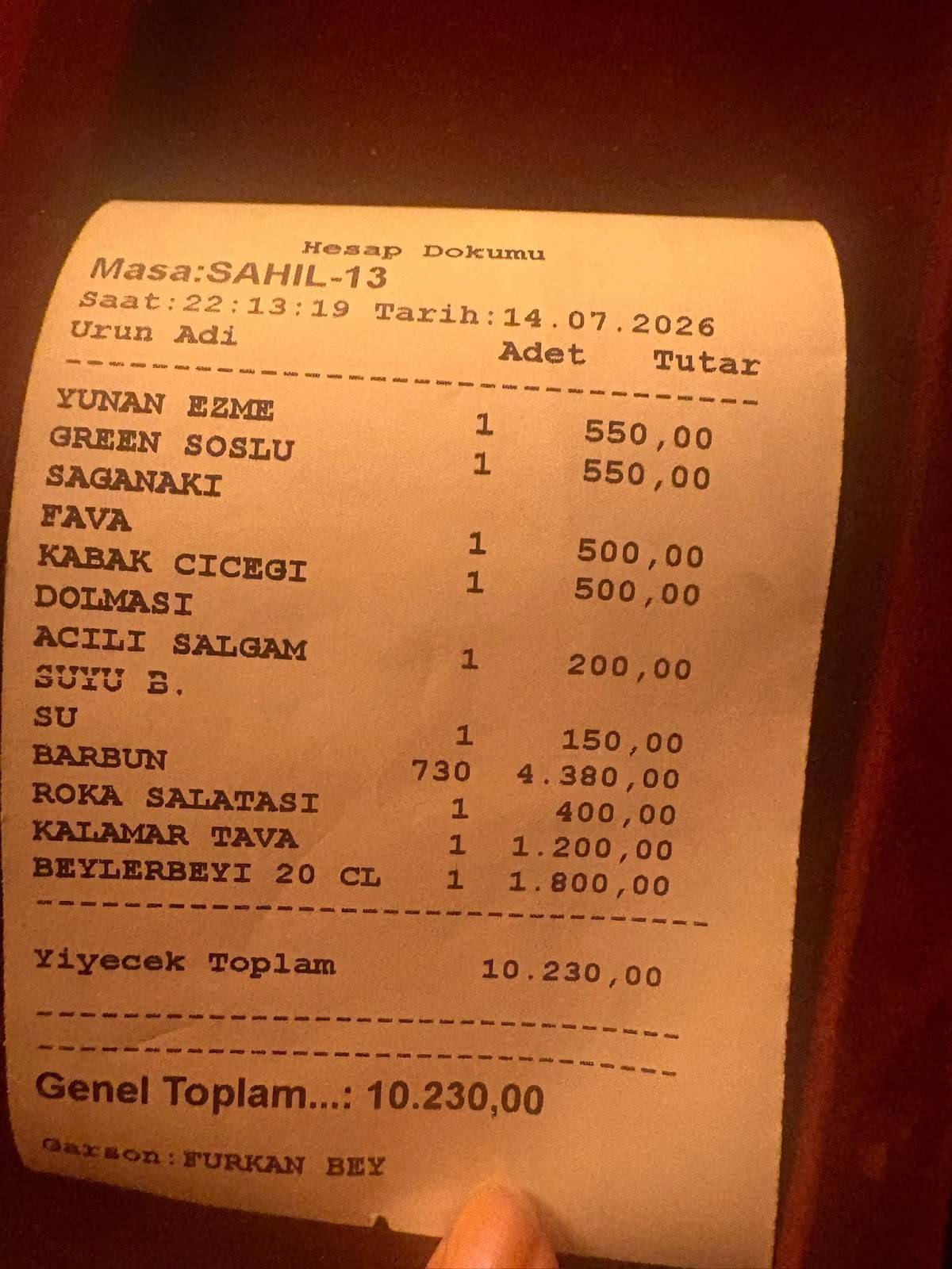 Kumluk Big Balık Datça Restaurant меню