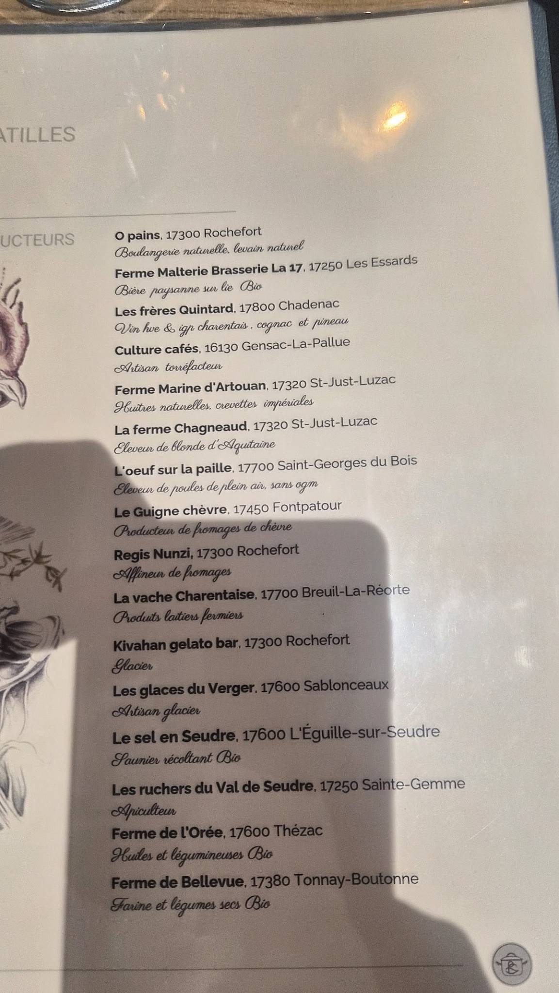 Les Béatilles меню