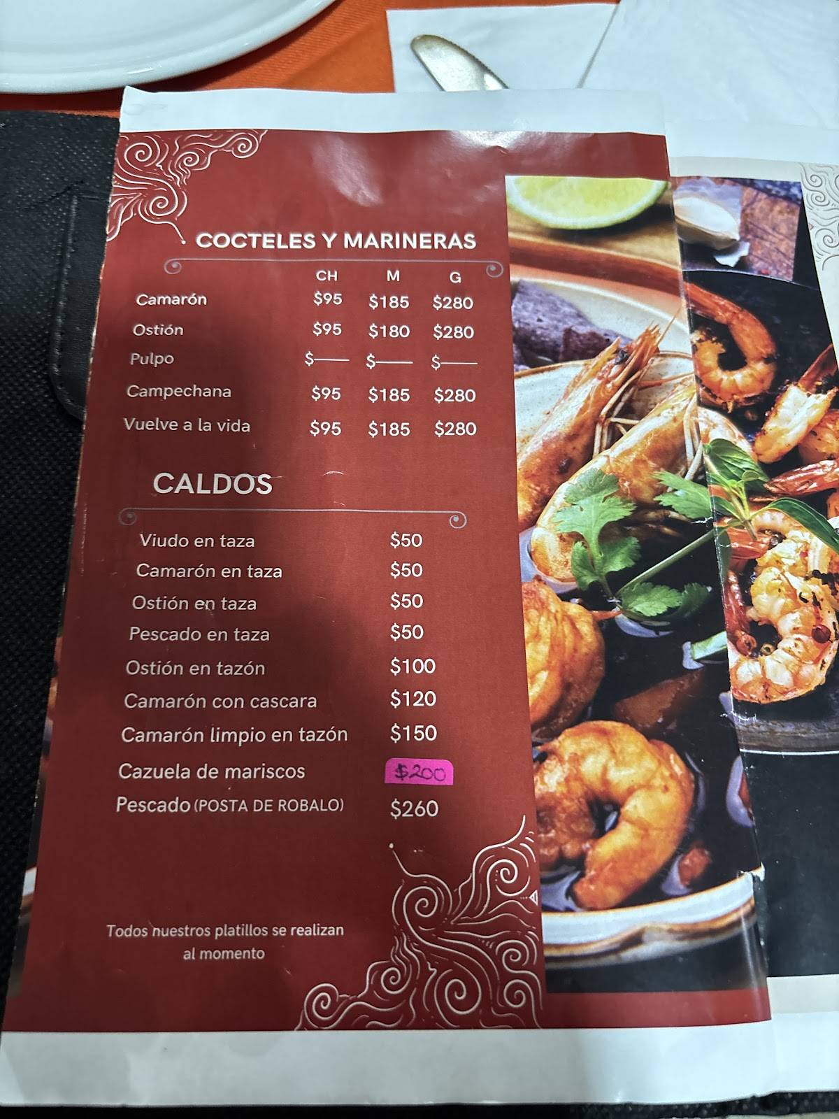 MARISCOS DON NICO PACHUCA меню