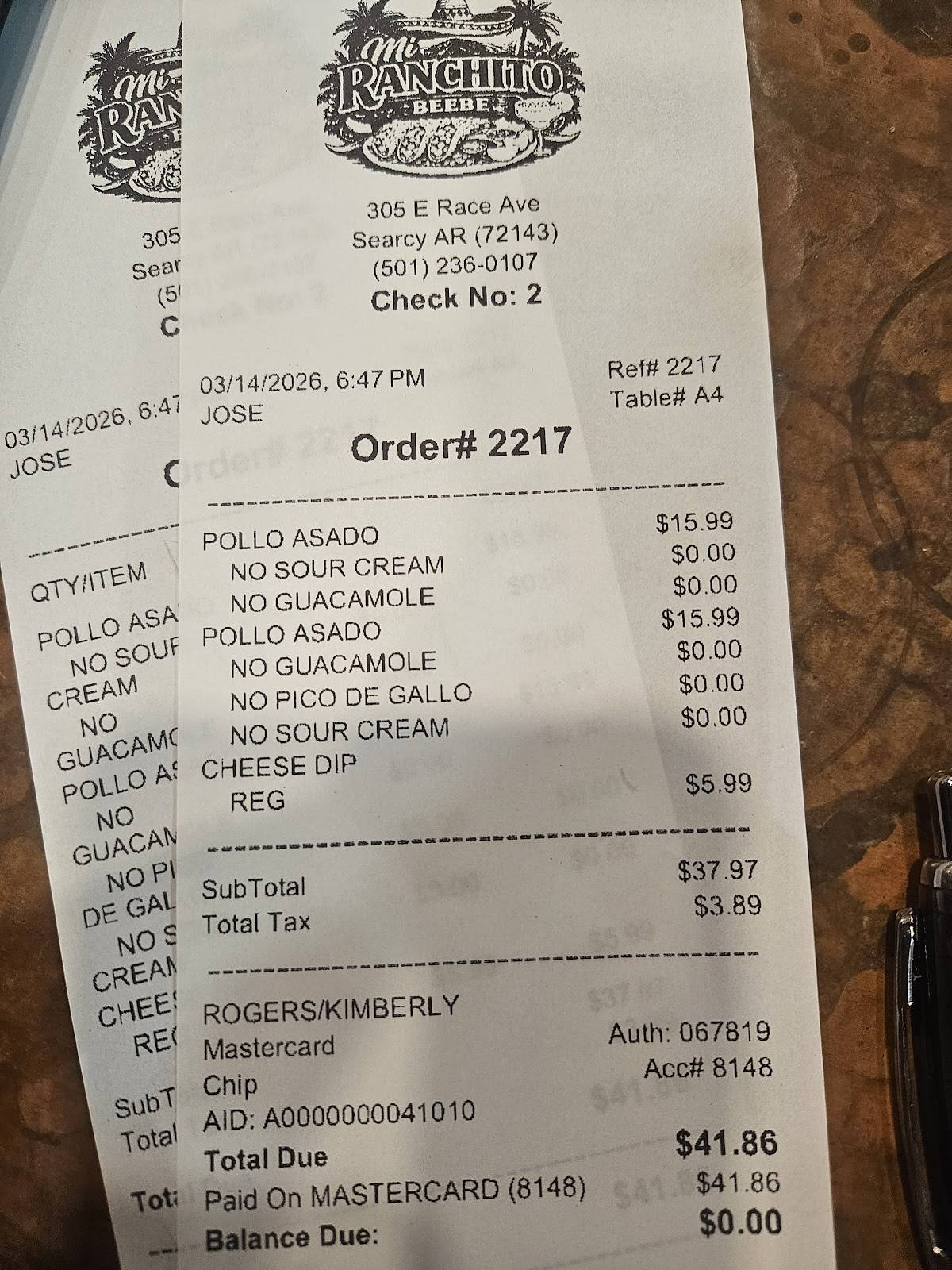 Mi Ranchito меню