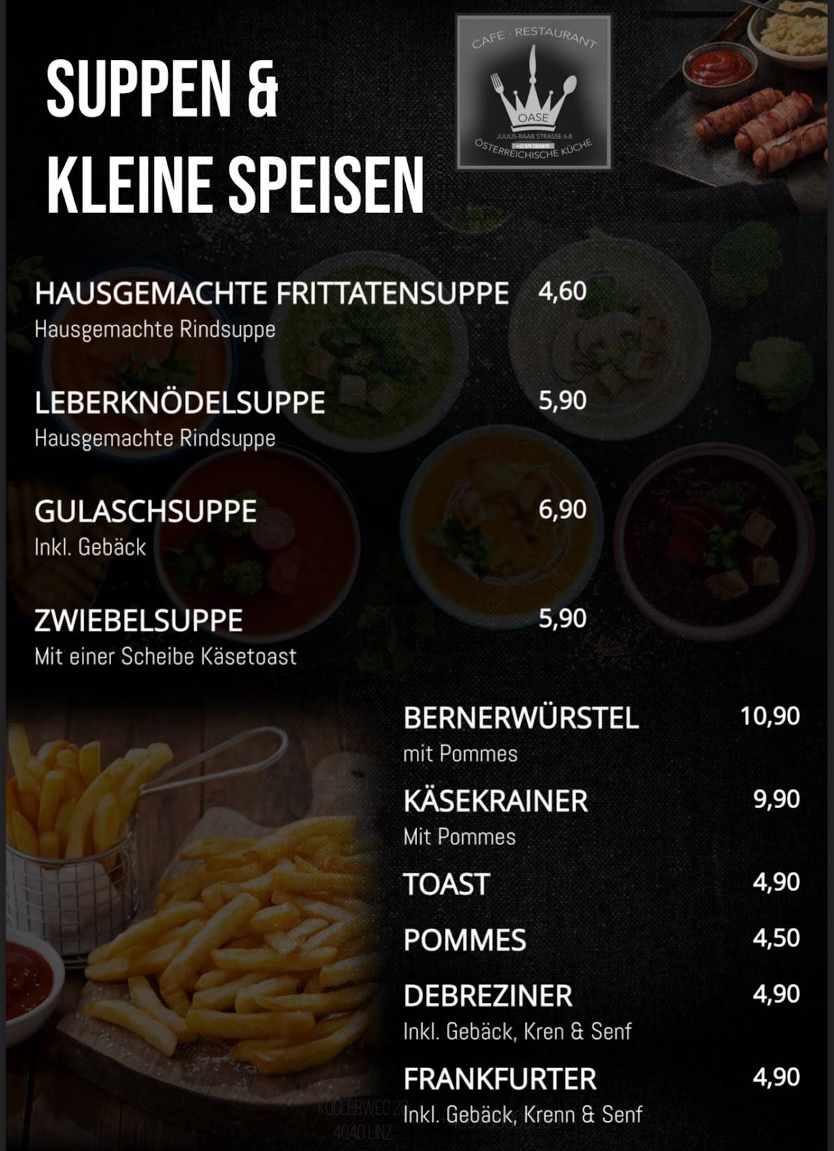 Restaurant OASE меню