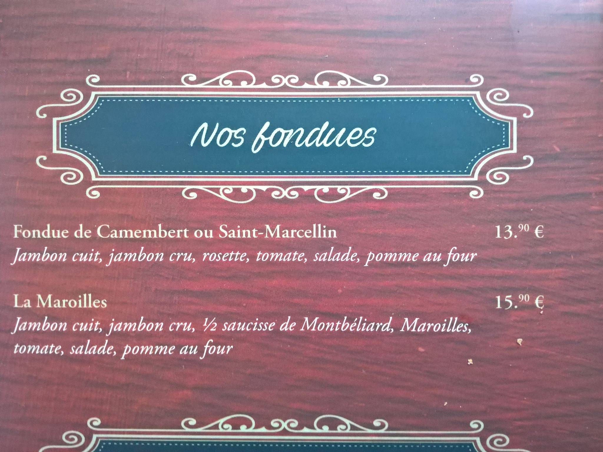 Restaurant Octobre Rouge меню