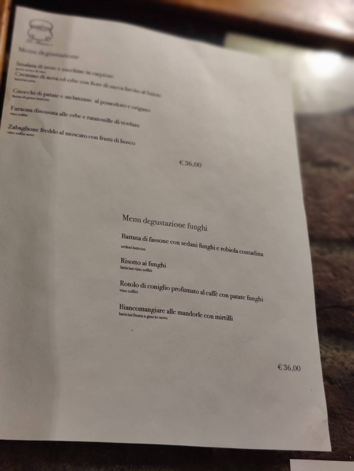 Osteria le Ramine меню