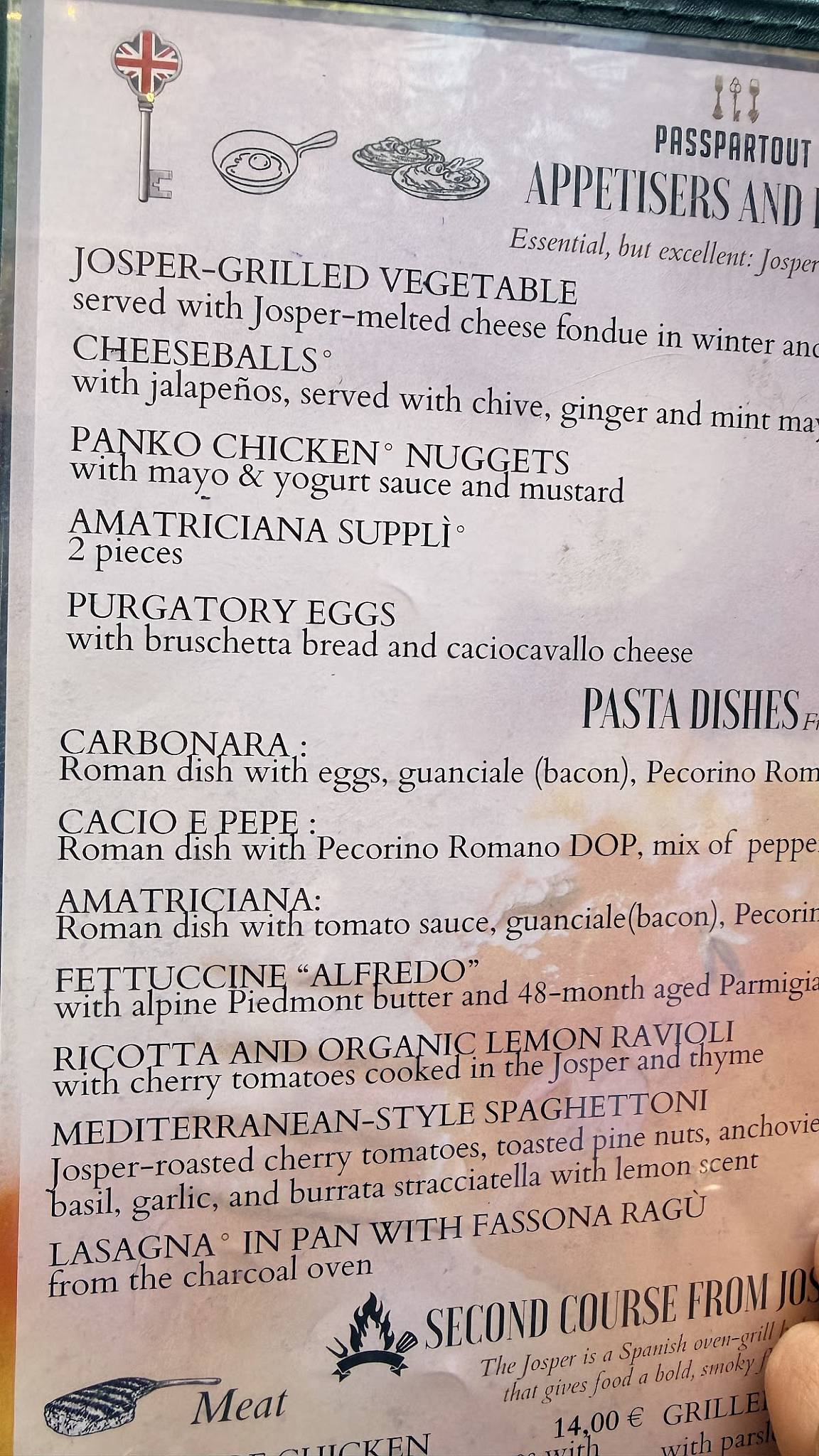 Passpartout Ristorante меню