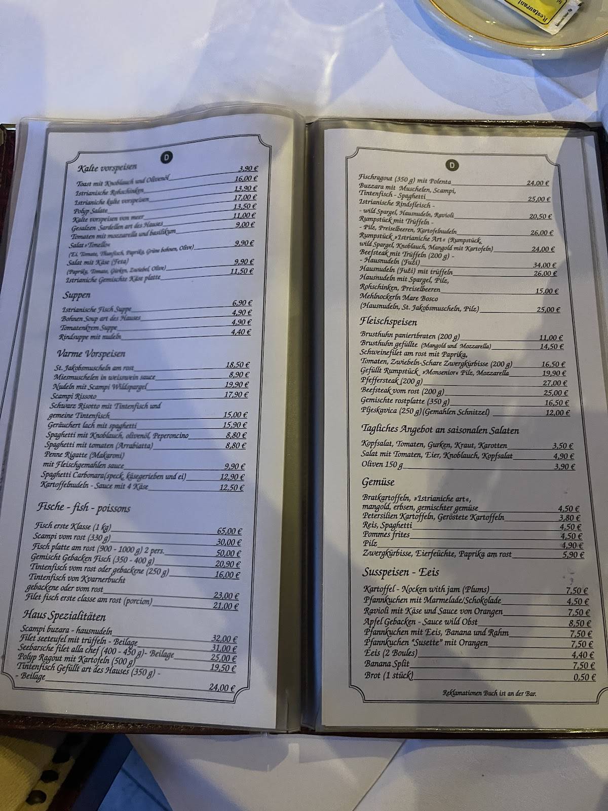 Restaurant Rapčanka меню