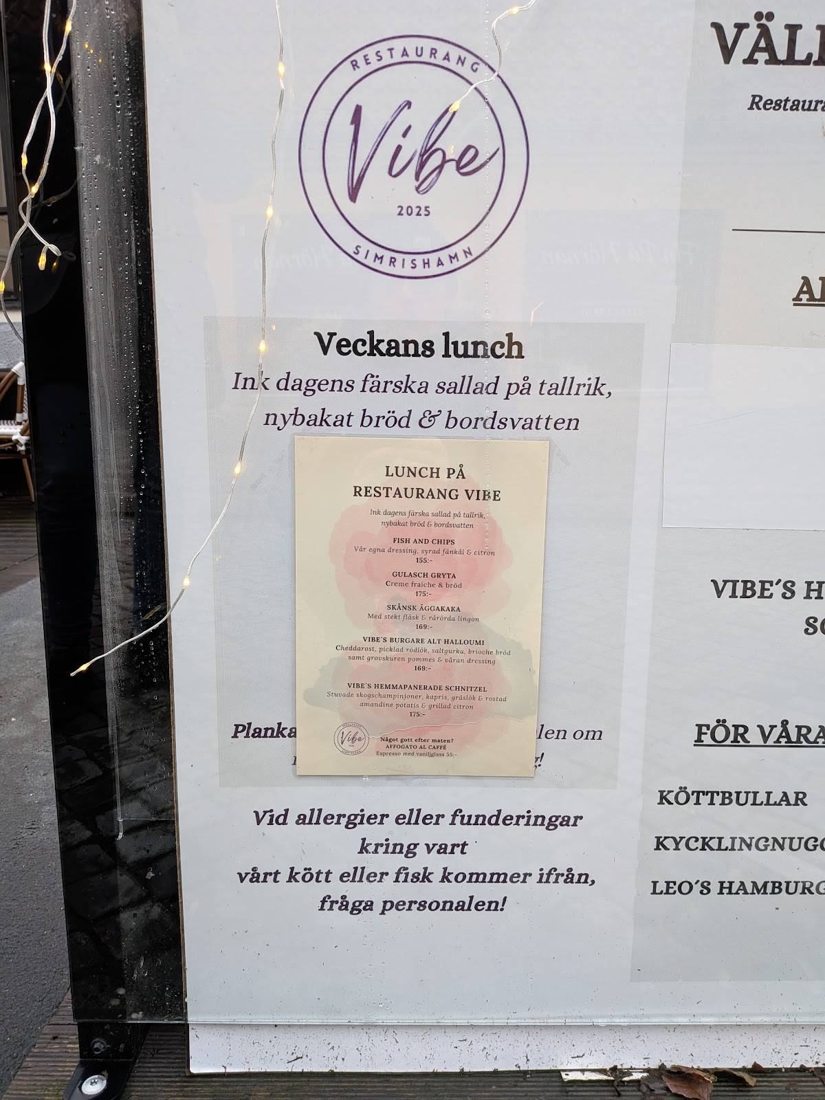 Restaurang Vibe меню