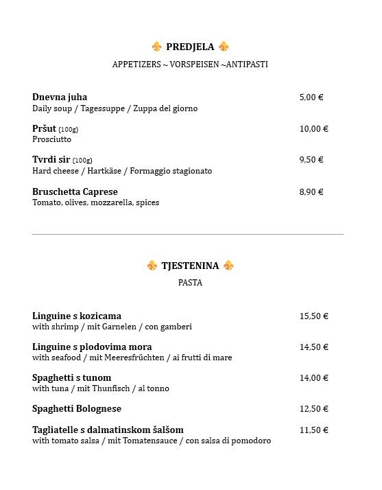 Restoran Nevera меню
