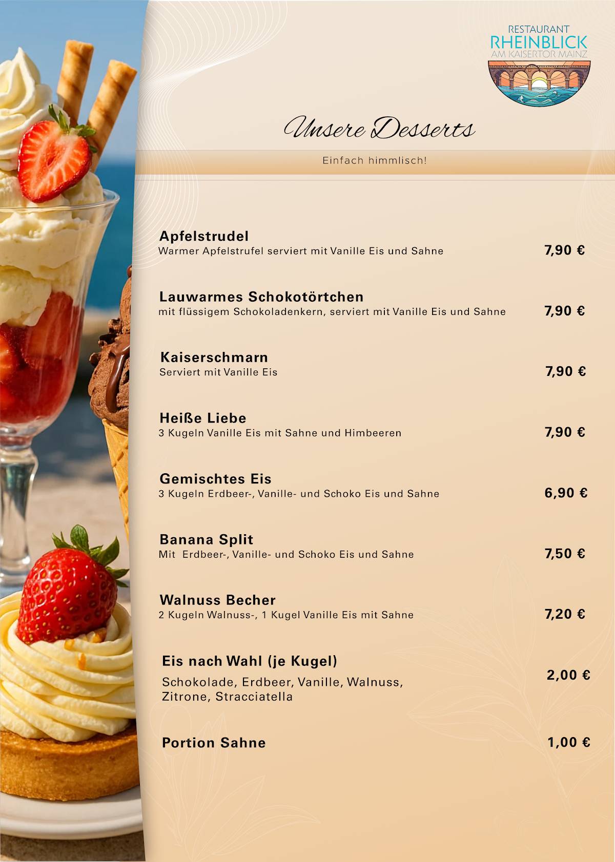 Restaurant Rheinblick меню
