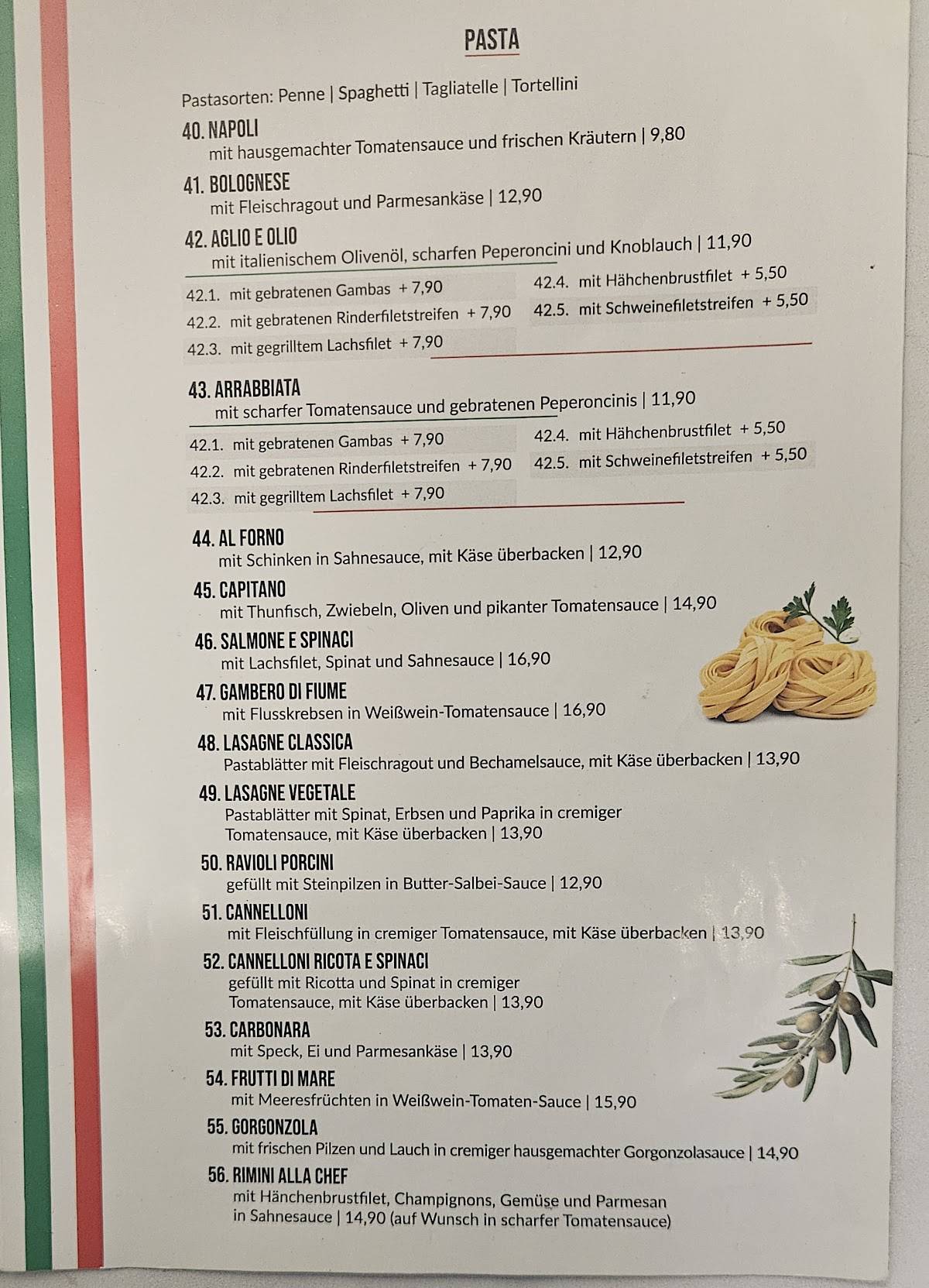 Restaurant Rimini меню