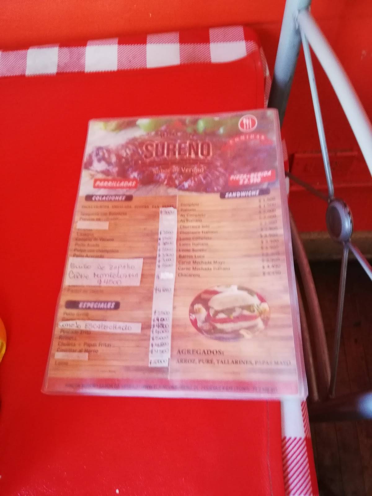 Restaurant Rincón Sureño меню
