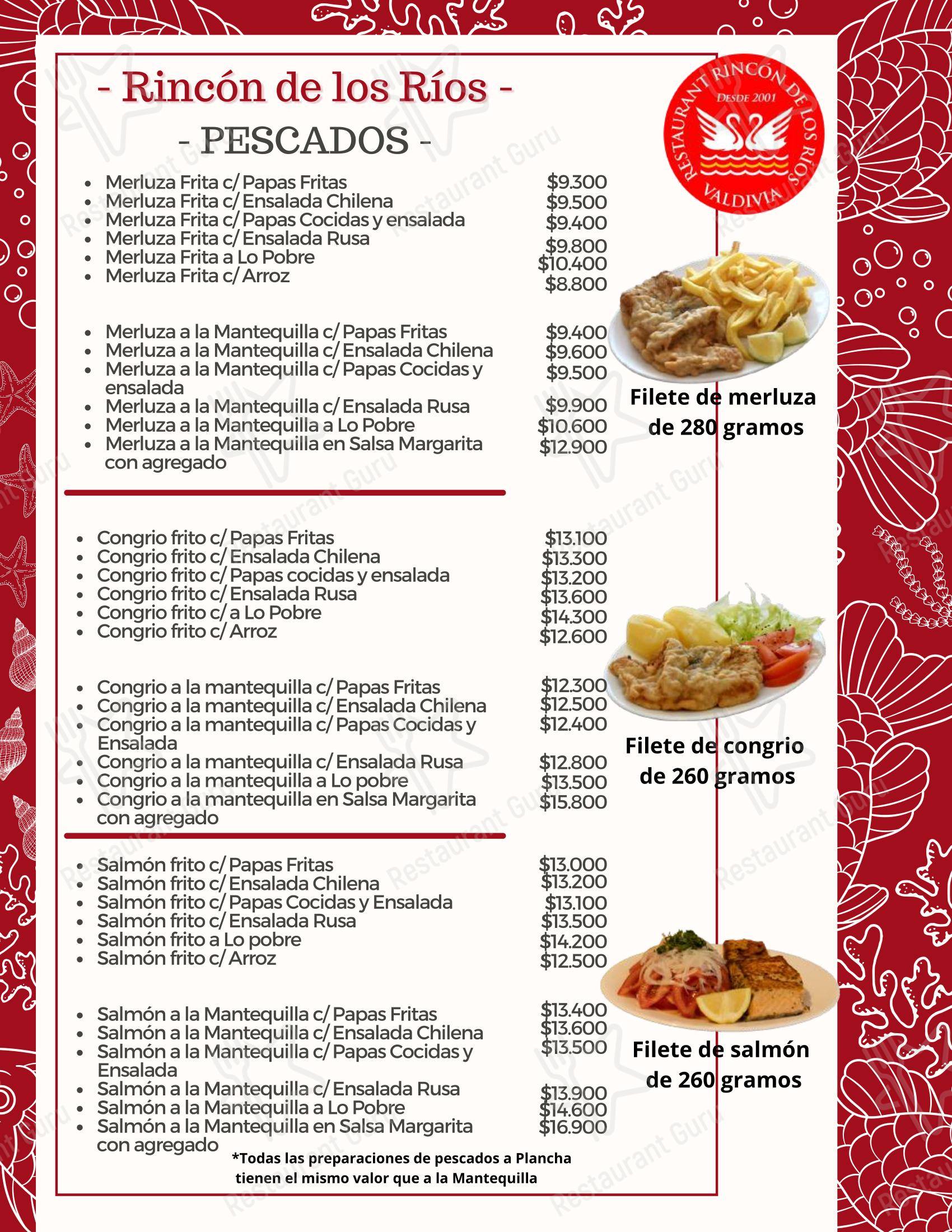 Меню ресторана Restaurant Rincón de los Ríos