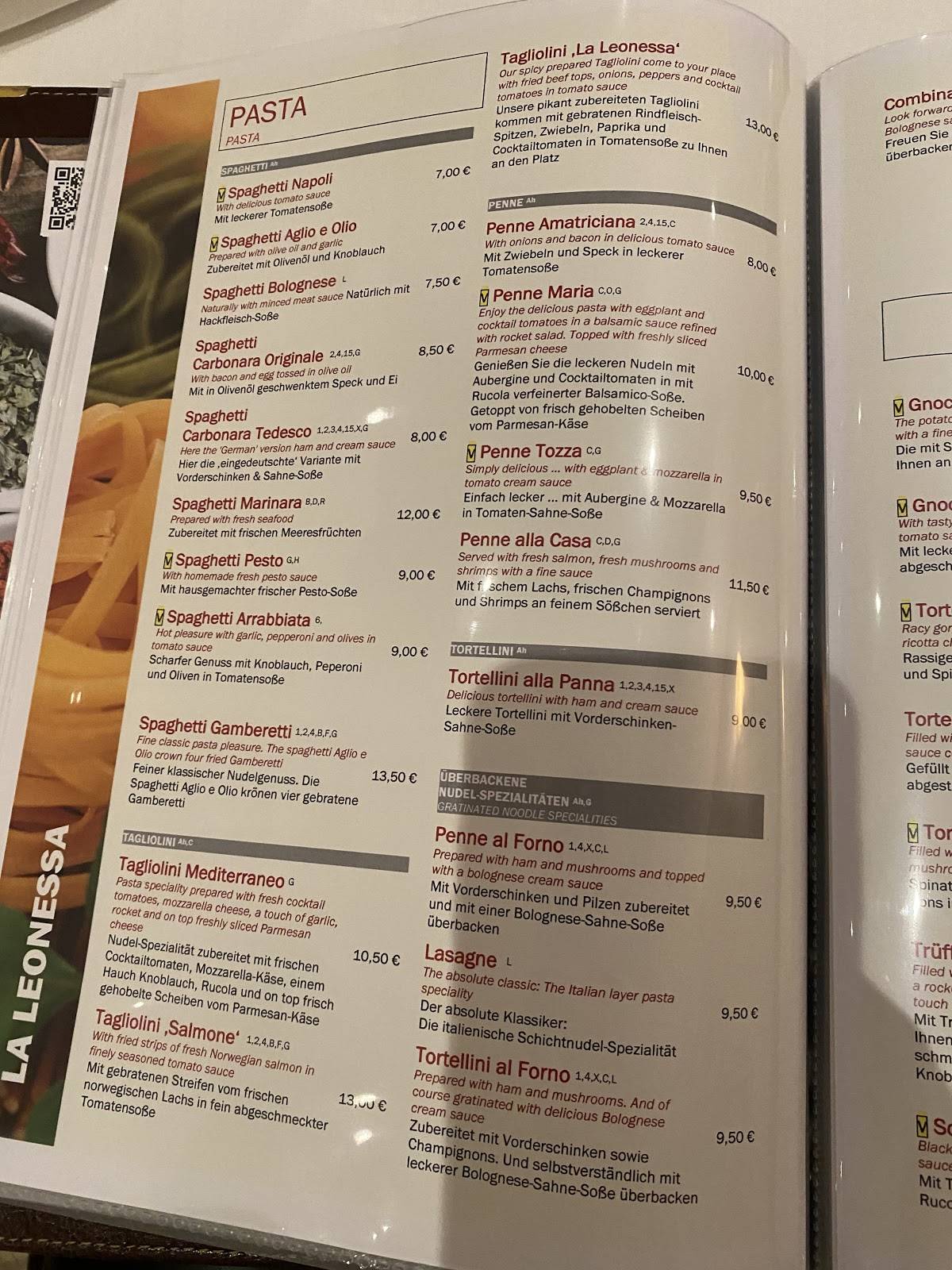 Ristorante La Leonessa меню