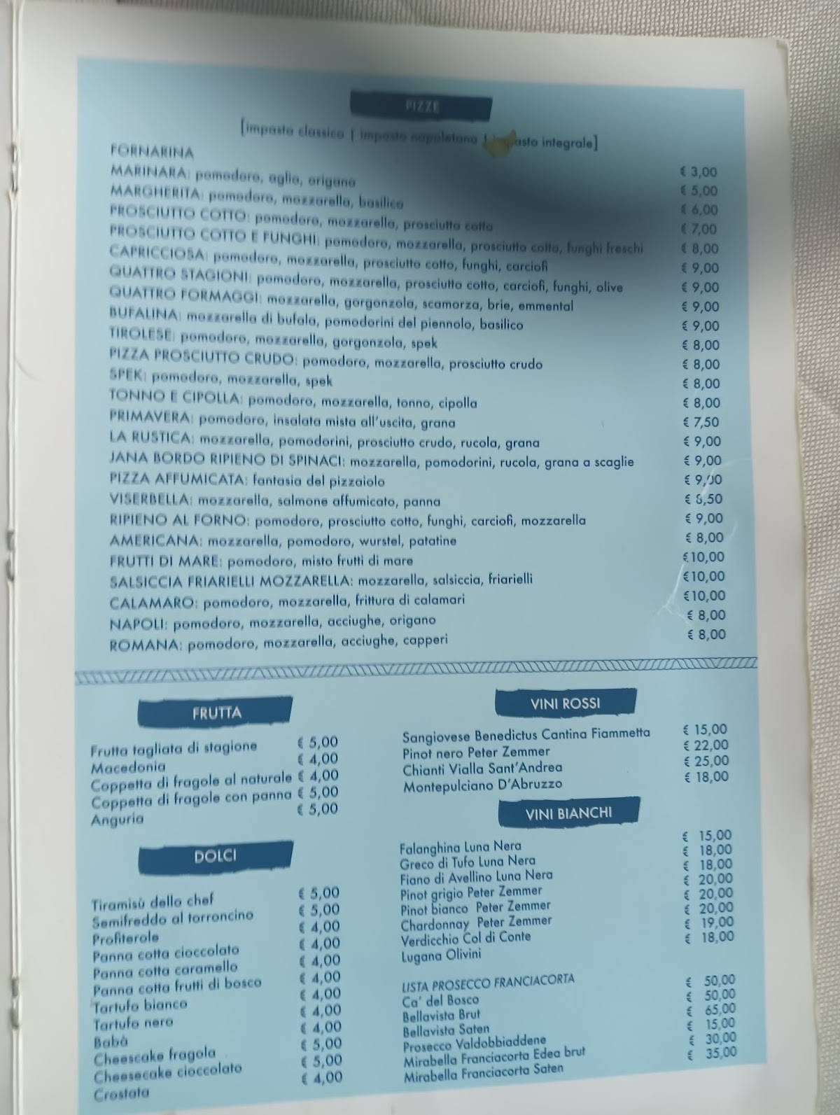 Ristorante La Rustica меню