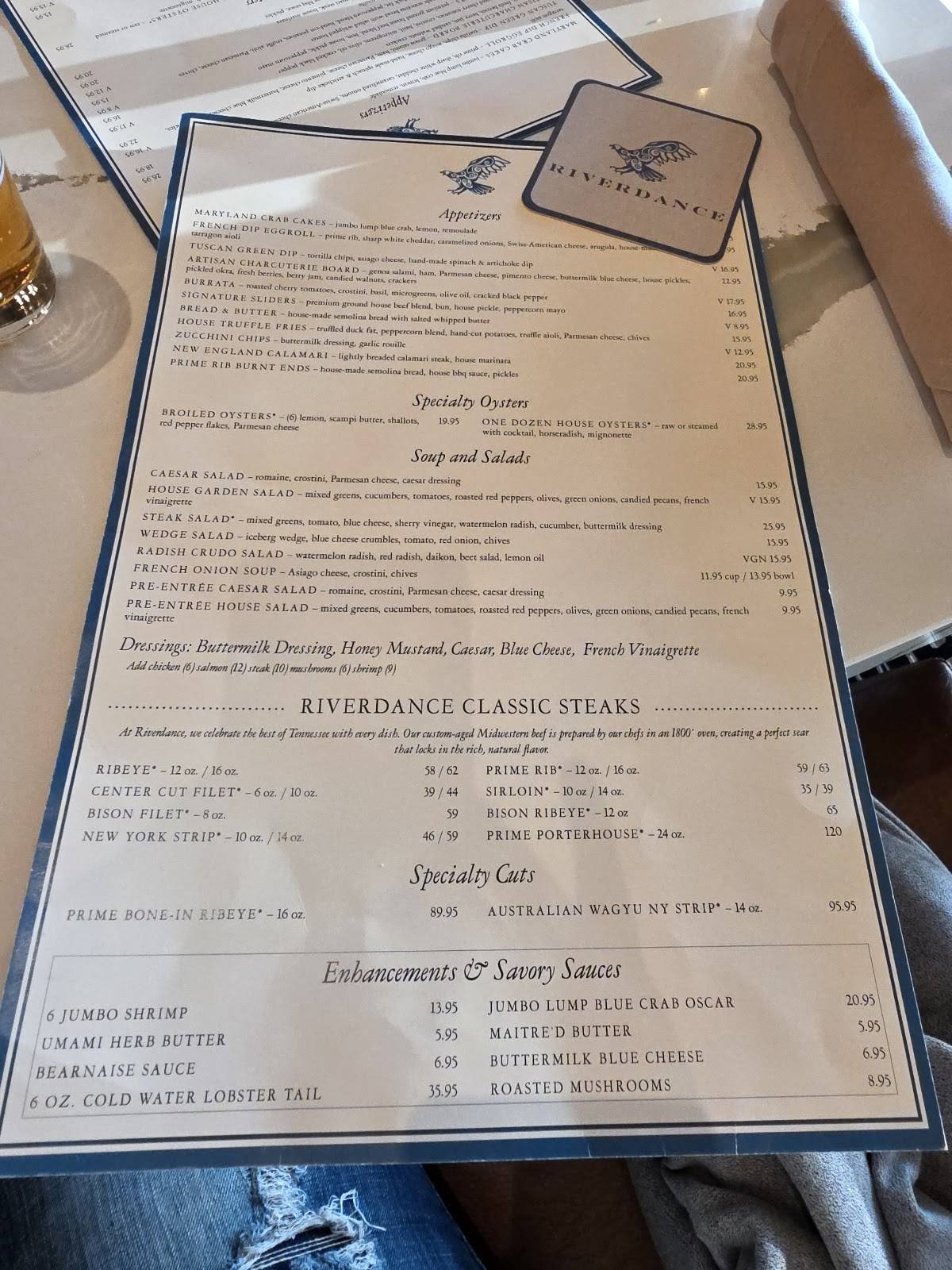Riverdance Restaurant меню