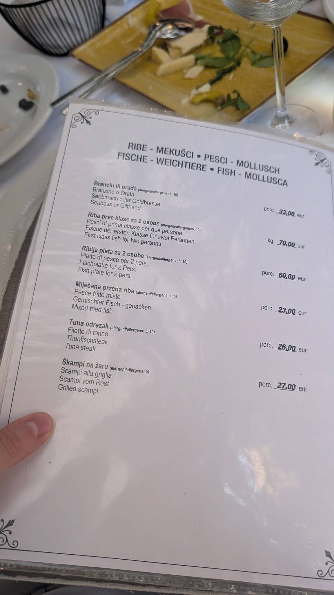 Rovinj Mali Raj меню