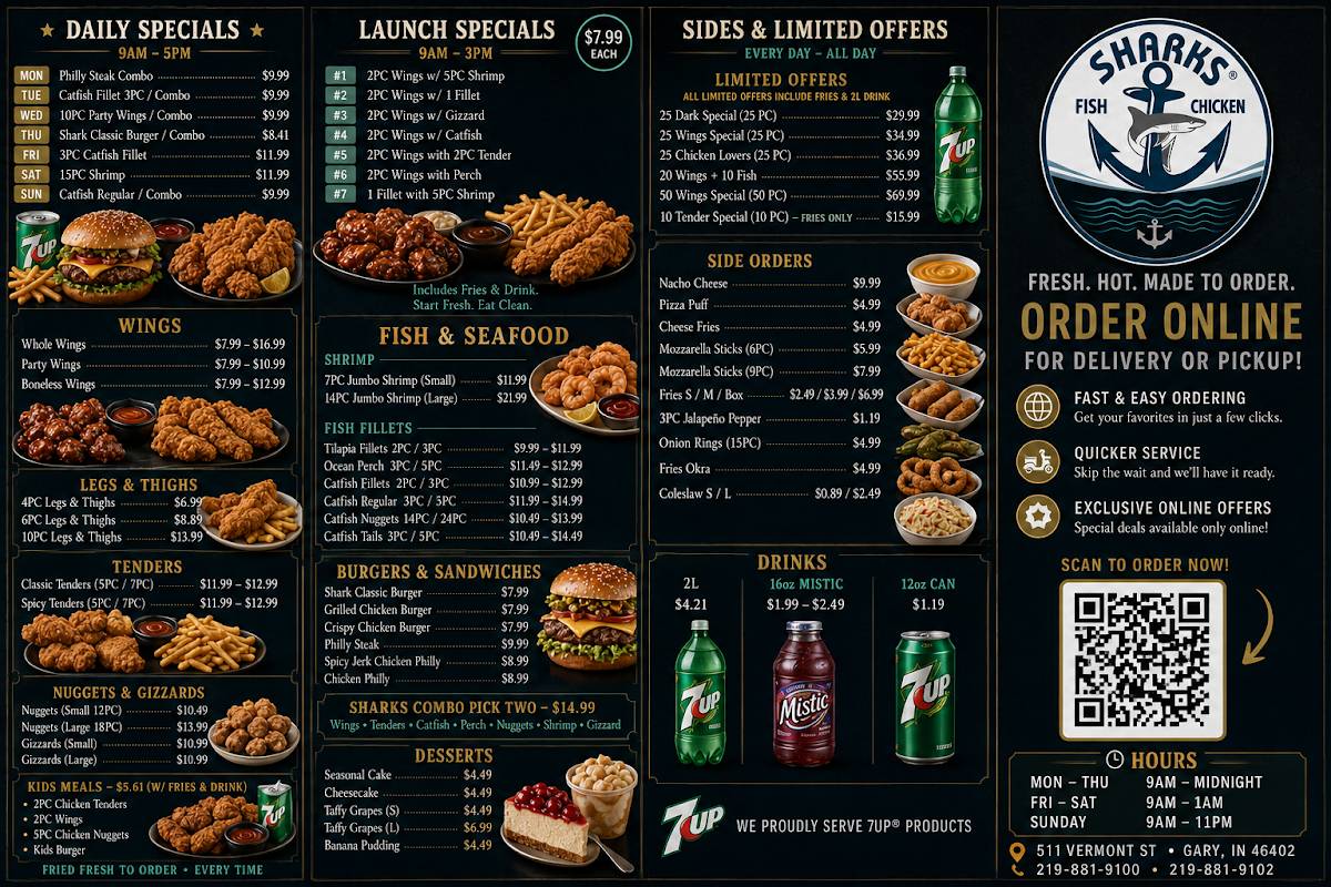 Shark's Fish & Chicken меню