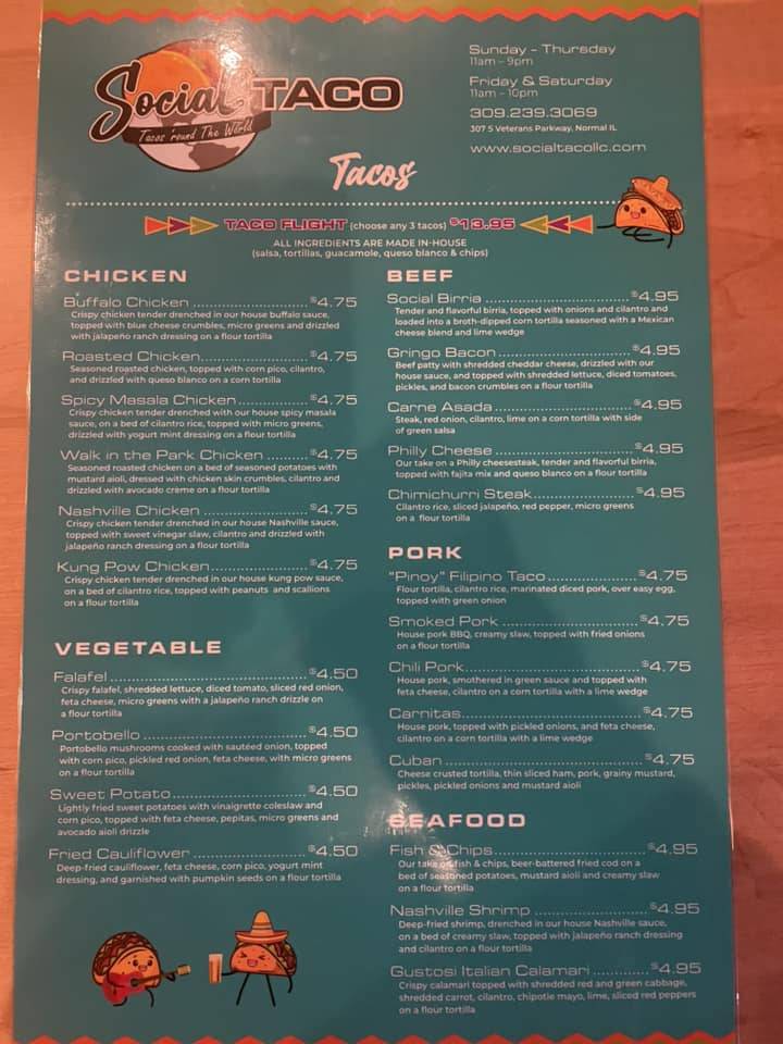 Social Taco меню