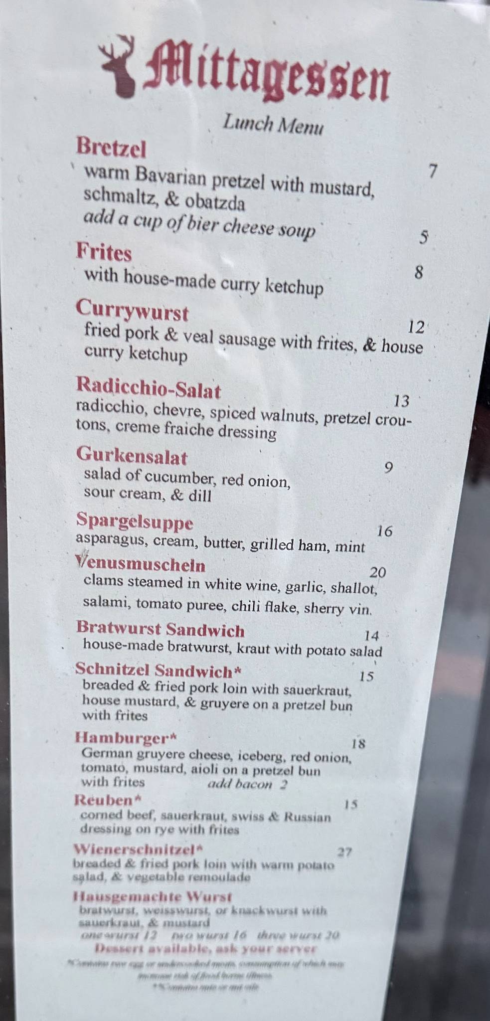 Stammtisch меню