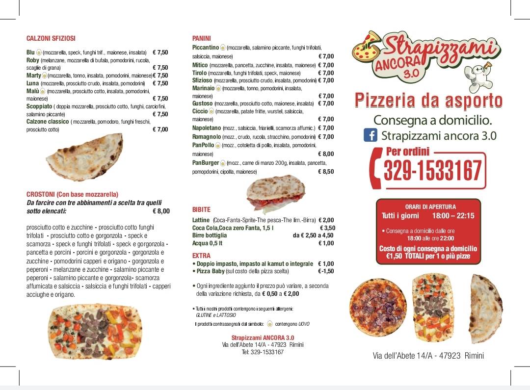 Strapizzami меню