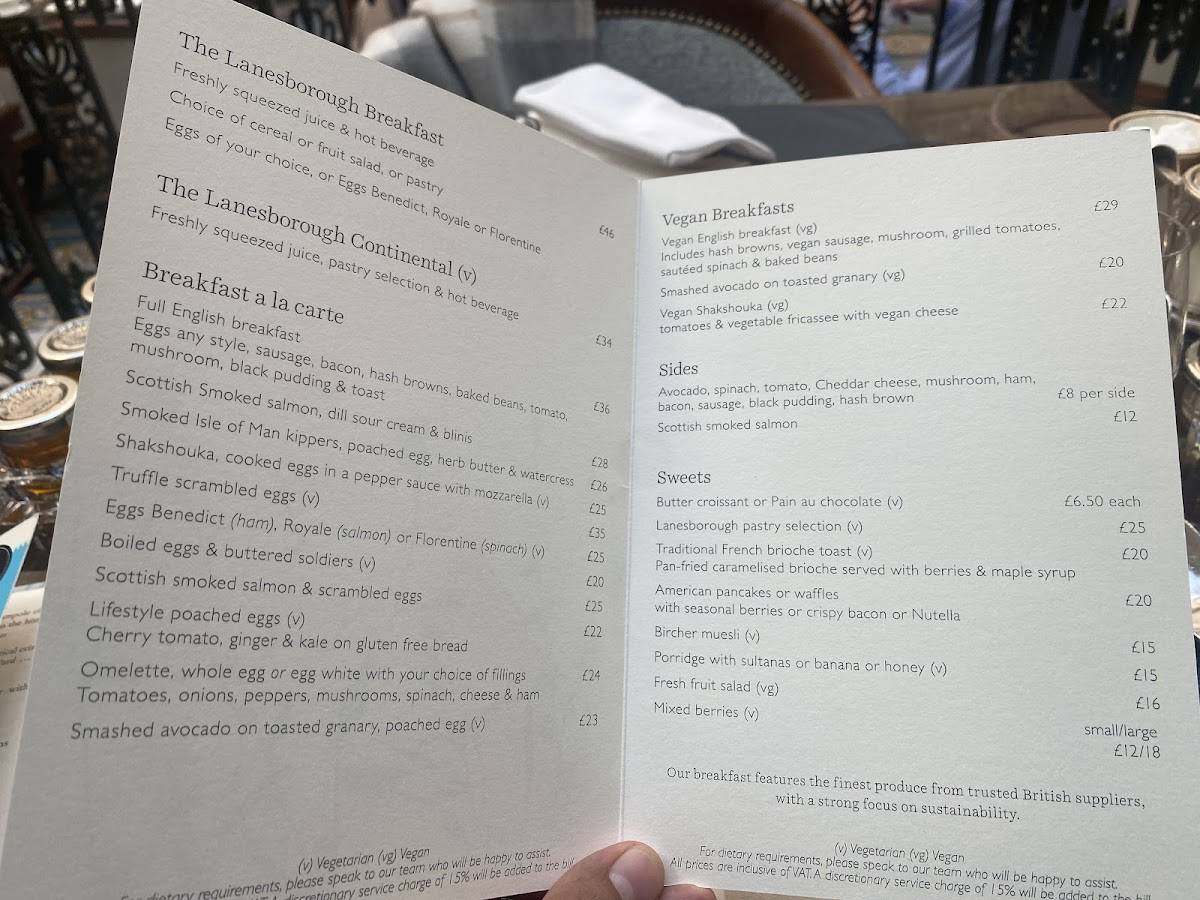 The Lanesborough Grill меню